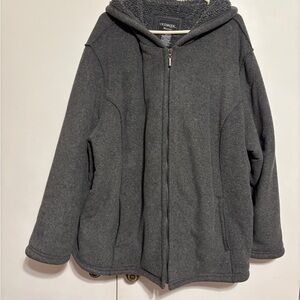Vintage Charcoal Gray Cozy Sherpa-Lined Hoodie